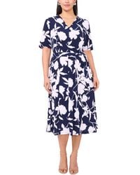 Msk - Plus Size Printed Short-sleeve Midi Dress - Lyst