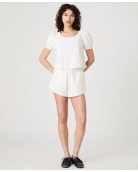 French Connection - Eyelet Puff Sleeve Top Eyelet Ruffle Hem Shorts - Lyst