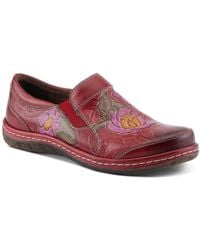 L'ARTISTE - Annawan Floral Embossed Handpainted Leather Comfort Slip-on Shoes - Lyst