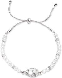 Givenchy - Silver-tone Pear-shape Crystal & Imitation Pearl Beaded Slider Bracelet - Lyst