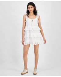 And Now This - Eyelet Cotton Tiered Mini Dress - Lyst