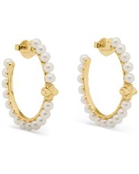 Kate Spade - Imitation Pearl And Cubic Zirconia Hoop Earrings - Lyst