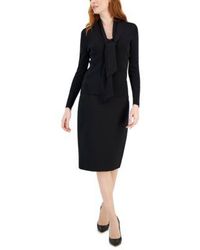 Anne Klein - Ribbed V Neck Sweater Pull On Pencil Skirt - Lyst