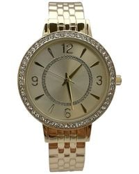 Olivia Pratt - Round Face Rhinestone Bezel Textured Bangle Watch - Lyst