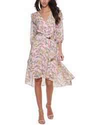 Tommy Hilfiger - Printed Balloon-sleeve Faux-wrap Dress - Lyst