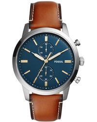 Fossil - Chronograph Townsman Light Brown Leather Strap Watch 44mm Fs5279 - Lyst