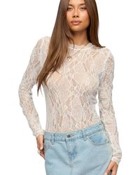 Edikted - Rosalinda Sheer Lace Bodysuit - Lyst