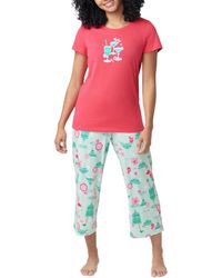 Hue - Printed Short-sleeve Capri Pajama Set - Lyst