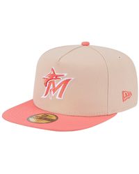 KTZ - Light Beige/coral Miami Marlins Two-tone Color Pack A-frame 59fifty Fitted Hat - Lyst