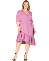 Standards & Practices - Plus-size Ruched Sleeve Ruffle Hem Midi Dress - Lyst