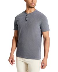 Kenneth Cole - 4-way Stretch Heathered Stand-collar Pique Henley - Lyst