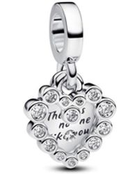 PANDORA - Sparkling Heart Double Dangle Charms - Lyst