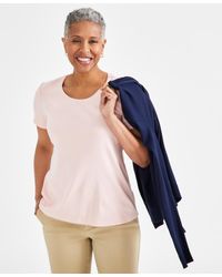 Style & Co. - Petite Cotton Scoop-neck Short-sleeve Top - Lyst