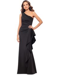 Xscape - Ruffled One-shoulder Scuba Gown - Lyst
