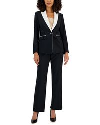 Le Suit - Crepe Contrast-collar Jacket & Kate Straight-leg Pants - Lyst