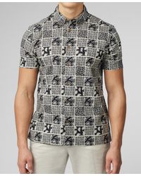 Ben Sherman - Checkerboard Paisley Print Short Sleeve Shirt - Lyst