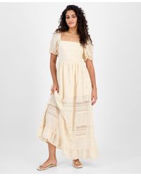 And Now This - Petite Embroidered Short-sleeve Maxi Dress - Lyst