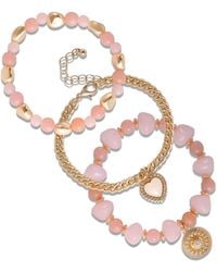 Jessica Simpson - Set Of 3 And Gold-tone Beaded Stretch Bracelets - Lyst