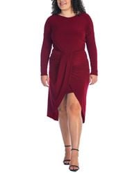 24seven Comfort Apparel - Plus Size Long Sleeve High Low Dress - Lyst