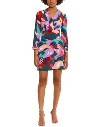 Donna Morgan - Printed Faux-wrap Mini Dress - Lyst