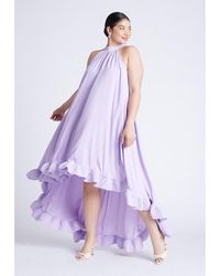 Eloquii - Plus Size High Low Dramatic Ruffle Detail Dress - Lyst