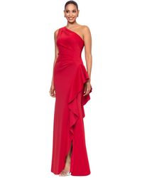Xscape - Ruffled One-shoulder Scuba Gown - Lyst