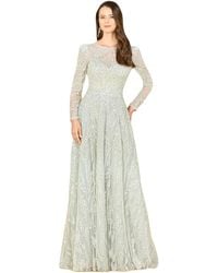 Lara - Long Sleeve Beaded Lace Gown - Lyst
