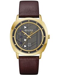 Bulova - Frank Lloyd Wright Hollyhock House Leather Strap Watch 39mm - Lyst