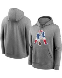 Nike - Heathered Gray New England Patriots Rewind Club Fleece Pullover Hoodie - Lyst