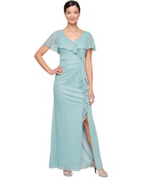 Sl Fashions - Petite Ruffled Flutter-sleeve Gown - Lyst