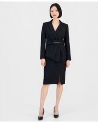 Tahari - Asymmetrical Belted Jacket & Pencil Skirt Suit Set - Lyst
