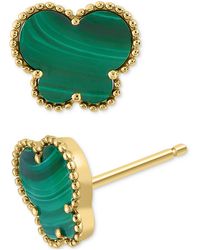 Effy - Effy Malachite Butterfly Silhouette Stud Earrings - Lyst