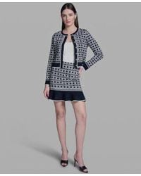 BCBGMAXAZRIA - Printed Crewneck Sweater Jacket Sweater Knit Skirt - Lyst