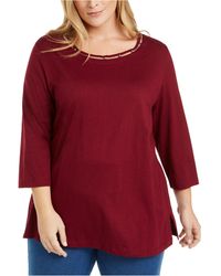 macy's red plus size tops