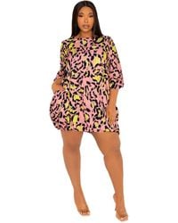 Buxom Couture - Plus Size Animal Print Bubbled Mini Dress - Lyst