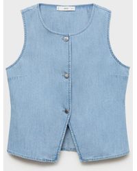 Mango - Buttoned Denim Gilet - Lyst