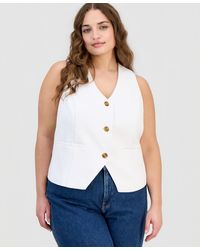 On 34th - Plus Size V-neck Button-front Vest Jacket - Lyst