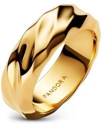 PANDORA - Rippled Wide Band Ring - Lyst