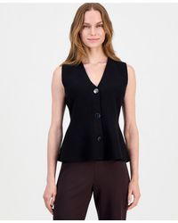 Anne Klein - V-neck Button-front Peplum Vest - Lyst