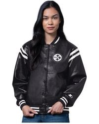 Starter - Black/white Pittsburgh Steelers High Heat Full-snap Varsity Jacket - Lyst