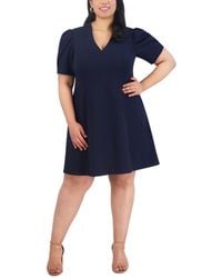 Jessica Howard - Plus Size V-neck Short-sleeve A-line Dress - Lyst