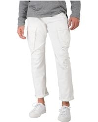 Level 7 - Premium White Jeans Slim Straight Distressed Cargo Side Pockets - Lyst