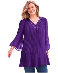 Woman Within - Plus Size Embellished Pleated Blouse - Lyst