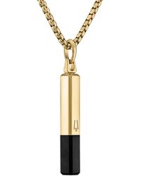 Bulova - Gold-tone & Black Ip Stainless Steel Black Spinel Pendant Necklace - Lyst
