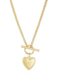 Adornia - Gold Heart Initial toggle Necklace - Lyst