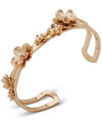 Anne Klein - Tone Imitation Pearl Flower Crisscross Cuff Bracelet - Lyst