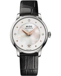 MIDO - Swiss Automatic Baroncelli Ii Diamond-accent Synthetic Leather Strap Watch 27.9mm - Lyst