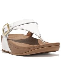 Fitflop Lulu Adjustable Leather Toe-post Sandals in Brown | Lyst