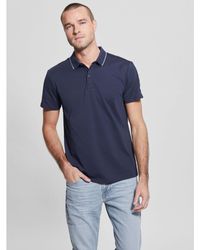 Guess - Logo Taped Tipped Collar Polo Shirt - Lyst
