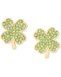 Kate Spade - Lucky Charm Gold-tone Pave Crystal Clover Stud Earrings - Lyst